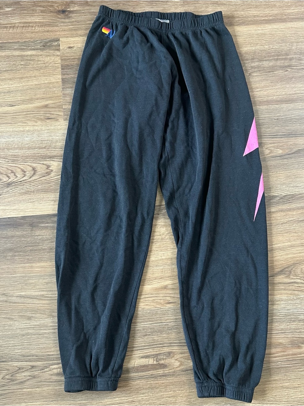 Aviator Nation Sweatpants Medium Gray Pink Bolt Logo Joggers Made in USA Beach